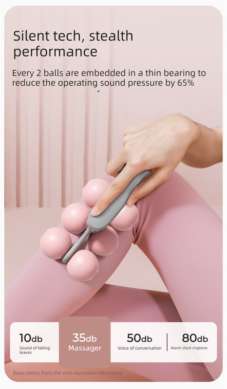 Pink Portable 6-Wheel Massage Roller – Quiet, Compact Muscle Relief Tool for Neck, Back, Legs & Shoulders