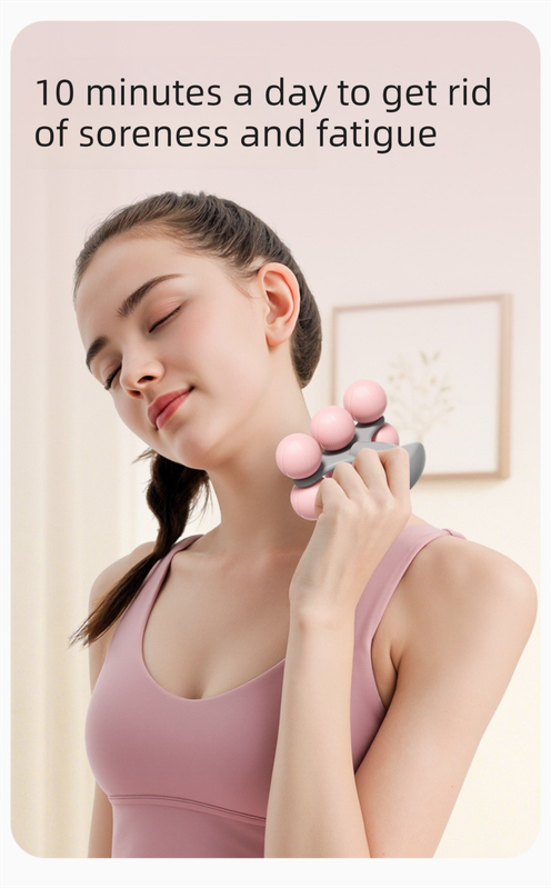 Blue Portable 6-Wheel Massage Roller – Quiet, Compact Muscle Relief Tool for Neck, Back, Legs & Shoulders