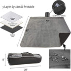 Black and Grey 3-Layer Waterproof Outdoor Blanket – Portable, All-Weather Picnic & Camping Mat with Storage Pocket