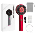 Red Luxury Red-Light Therapy Electric Scalp Massager Comb with Liquid Applicator - 3 Modes Vibration for Hair Growth & Relaxation