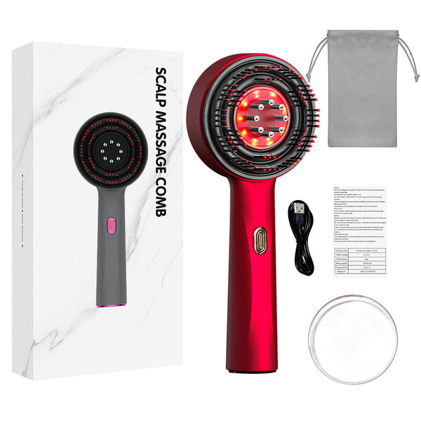 Red Luxury Red-Light Therapy Electric Scalp Massager Comb