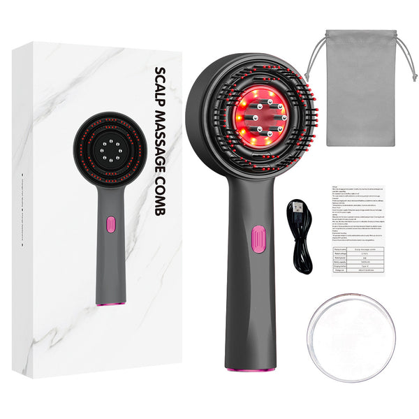 Dark Gray Red-Light Therapy Electric Scalp Massager Comb
