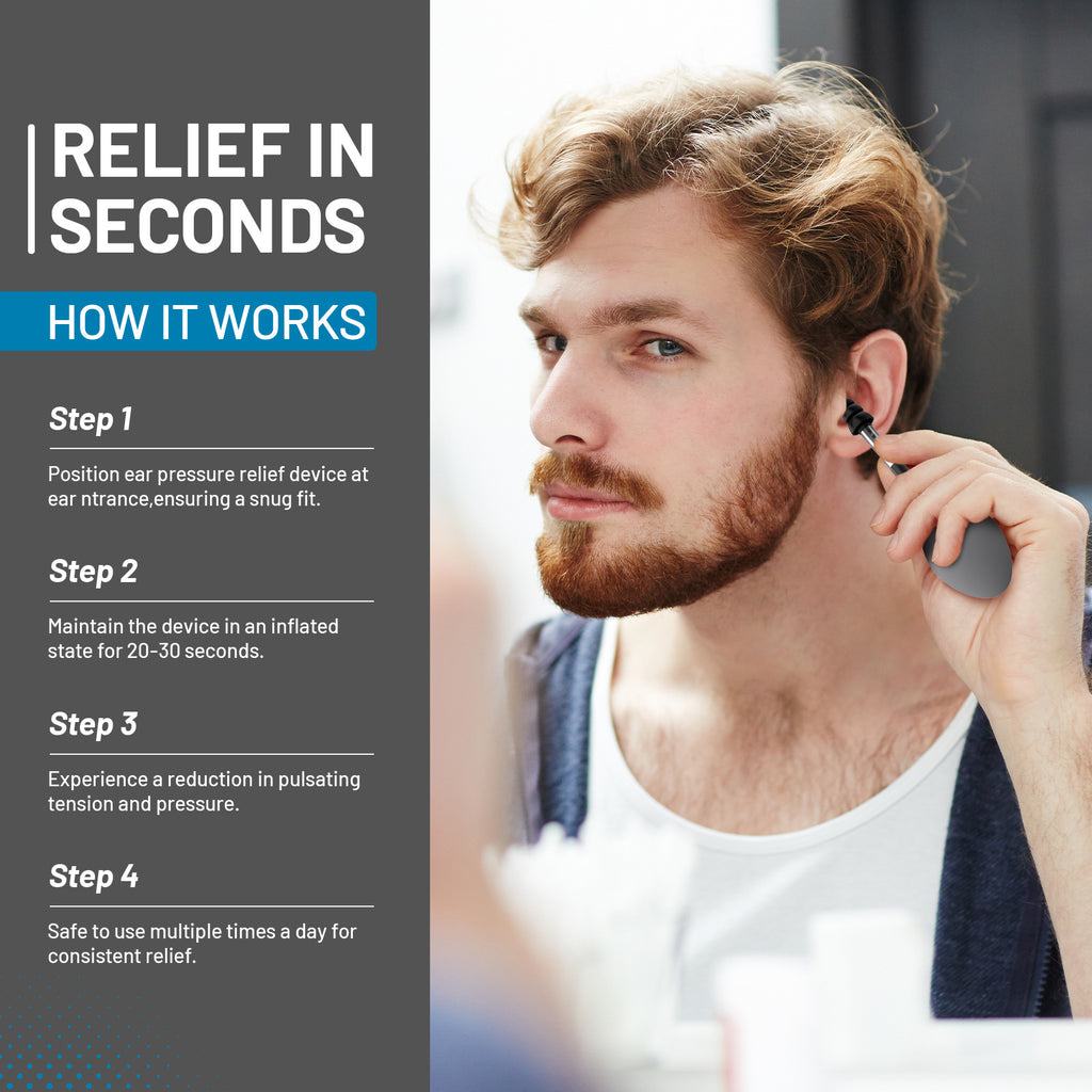 Grey Portable Manual Ear Massager - Natural Relief and Decompression Tool, Inner Ear Pressure Stimulator Device