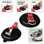 4 Pack Red plate + black buckle Heavy Duty Suction Cup Anchors with S-Hooks for Car Side Awnings and Camping Tarps Multifunctional Tie Down Points for Outdoor Road Trips 10kg Capacity