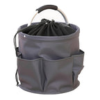 Grey Multi-Function Collapsible Storage Basket with Drawstring Closure Portable Cleaning Caddy and Picnic Organiser Bag with Multiple Pockets