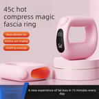 Brown Portable Fascia Massage Ring Vibration Massager with Heat and LED Display for Muscle Relaxation and Body Shaping