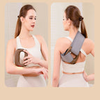 Blue Portable Fascia Massage Ring Vibration Massager with Heat and LED Display for Muscle Relaxation and Body Shaping