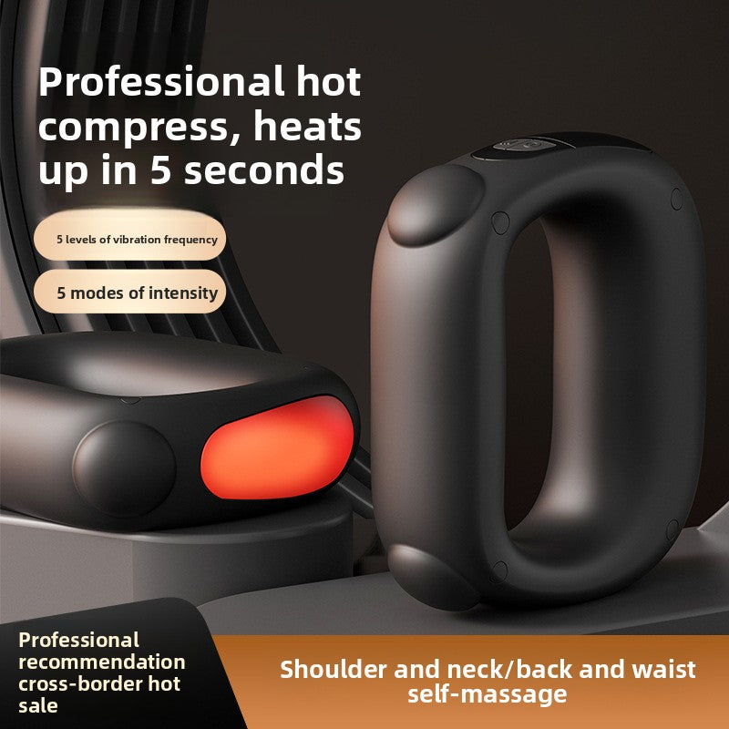 Pink Portable Fascia Massage Ring Vibration Massager with Heat and LED Display for Muscle Relaxation and Body Shaping