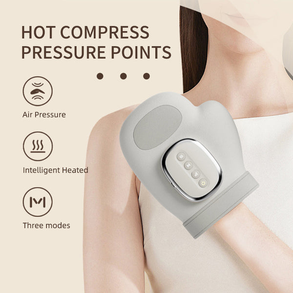Grey Electric Cordless Hand Massager with Heat and Air Compression