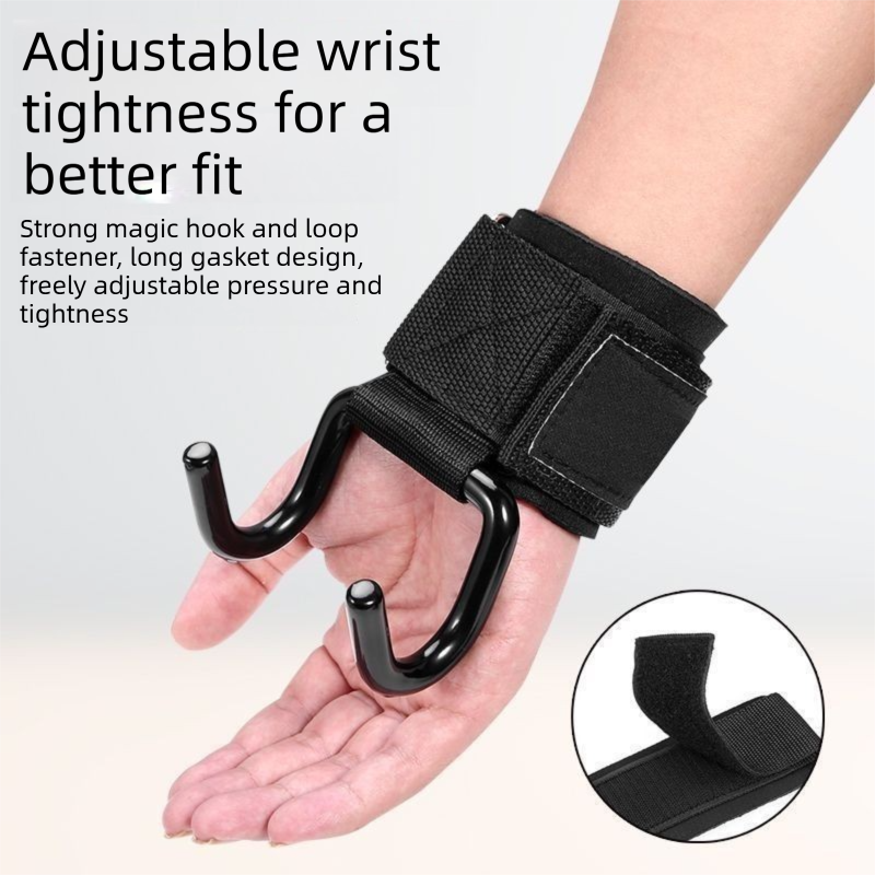 3-Pairs Black Heavy Duty Weightlifting Power Hooks for Deadlifts and Pull-ups Non-Slip Metal Hooks with Adjustable Padded Wrist Straps for Australian Gym Enthusiasts