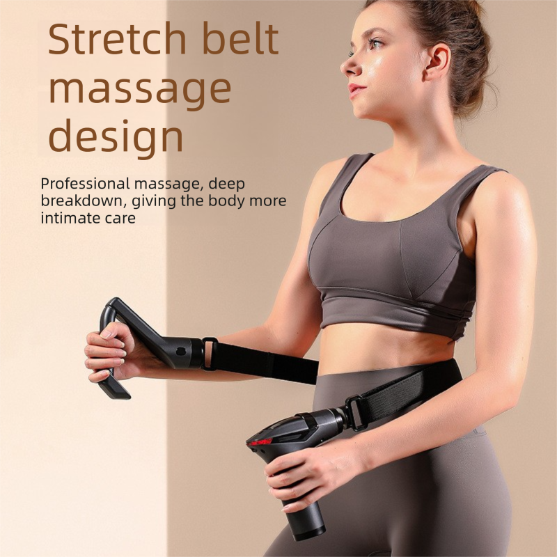 Yellow Professional Massage Gun with Extension Handle and Back Strap 12 Speeds Deep Tissue Muscle Relief for Home Gym and Australian Athletes