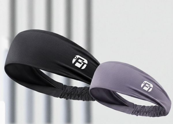2 Pcs Cooling Sports Headband Moisture Wicking Sweatband for Running Gym & Yoga Non Slip Stretchy Hair Band Black & Purple