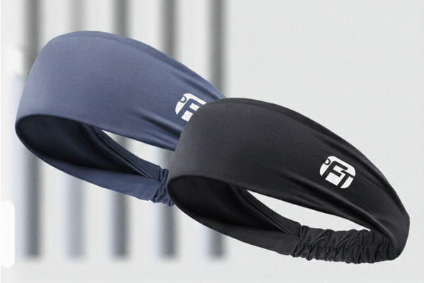 2 Pcs Cooling Sports Headband Moisture Wicking Sweatband for Running Gym & Yoga Non Slip Stretchy Hair Band Black & Blue