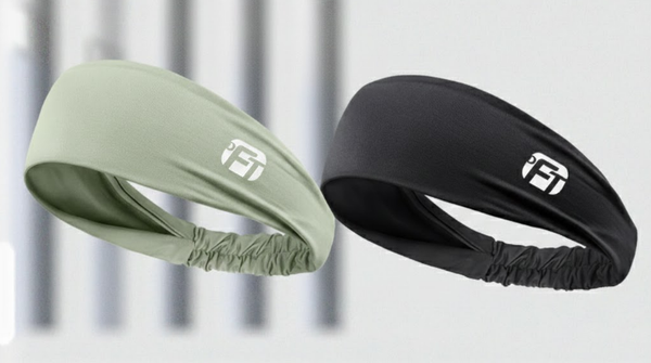 2 Pcs Cooling Sports Headband Moisture Wicking Sweatband for Running Gym & Yoga Non Slip Stretchy Hair Band Black & Green