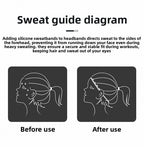 2 Pack Sports Headband with Silicone Sweat Guide Non-Slip Moisture Wicking Hair Band for Running Yoga Gym Fitness Quick Dry Breathable (Blue & Grey)