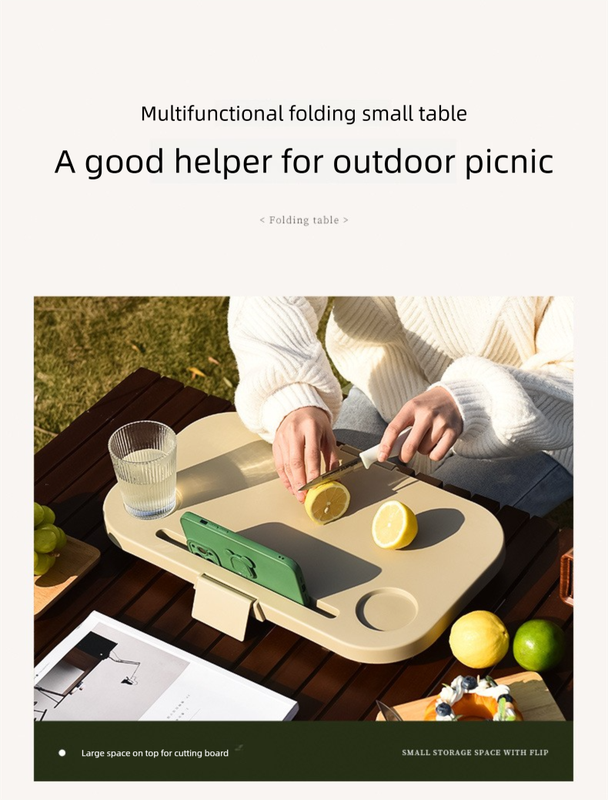 Collapsible Picnic Basket with Mini Table Lid Portable Folding Storage Crate with Cup Holders and Phone Stand Multi-Functional Outdoor Camping Sink Basin Khaki