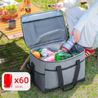 Large 35L Insulated Cooler Bag Soft Sided Leakproof Thermal Tote for Camping Beach Picnic BBQ Heavy Duty Grocery Carrier Black