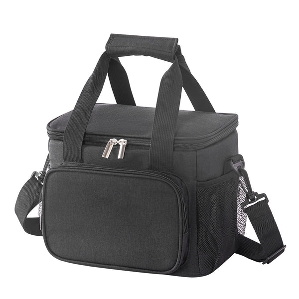 Black Leakproof Insulated Lunch Tote with Shoulder Strap