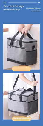 Large 18L Insulated Cooler Bag - Leakproof Thermal Lunch Tote with Shoulder Strap - Heavy Duty Black Picnic Box for Beach, Camping & Work
