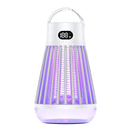 2-in-1 Rechargeable Mosquito Zapper & Camping Lantern - 2000V Electric Insect Killer with Smart Digital Display - 2000mAh Battery Portable Bug Trap for Outdoor Tent Patio & Home - IPX5 Waterproof - White