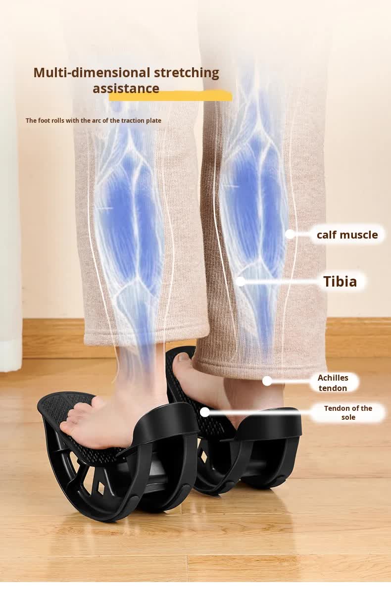 2 PCS Dual Foot Rocker with Connecting Bar - Calf & Ankle Stretcher System for Plantar Fasciitis Relief - Linked Incline Board with Stabiliser Axis - Heavy Duty Black