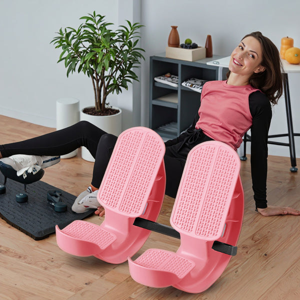 2 PCS Dual Foot Rocker with Connecting Bar - Calf & Ankle Stretcher System for Plantar Fasciitis Relief - Linked Incline Board with Stabiliser Axis - Heavy Duty Pink