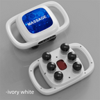 6-Head Deep Tissue Percussion Massager - Cordless Electric Muscle Gun with Red Light Therapy - 9 Speed Dual Handle Body Relaxer for Back & Legs - Ivory White