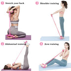 2 PCS Upgraded 6-Tube Pedal Resistance Band & Figure 8 Pull Rope Set Blue Elastic Tummy Trimmer for Home Gym Workout