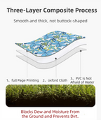 Green Leaf Pattern Foldable Waterproof & Moisture-Proof Picnic Blanket 150x100CM - 600D Three-Layer Composite Oxford Extra Large Mat for Beach & Camping