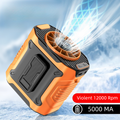 Orange Portable Waist Fan - Construction Site Cooling Solution with 360° Turbo Ice Engine, 100 Speed Gears, and LED Light
