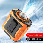 Orange Portable Waist Fan - Construction Site Cooling Solution with 360° Turbo Ice Engine, 100 Speed Gears, and LED Light