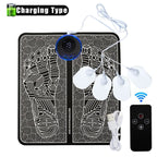 EMS Foot Massager Mat With 4 Adhesive Pads & Remote Control - Pulse Device for Foot Reflexology, Deep Tissue Massage, and Acupressure Stimulation