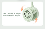 Green Foldable Bladeless Neck Fan - Portable Turbine Fan with 3-Speed & 360° Flexible Silicone Hose for Travel, Office, and Outdoor Use
