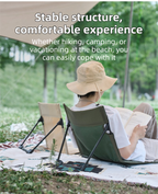 Green Portable Folding Camping Chair with Backrest & Storage-Bag - Ultra-Light Aluminum Alloy Lawn Chair, Beach & Balcony Travel Seating