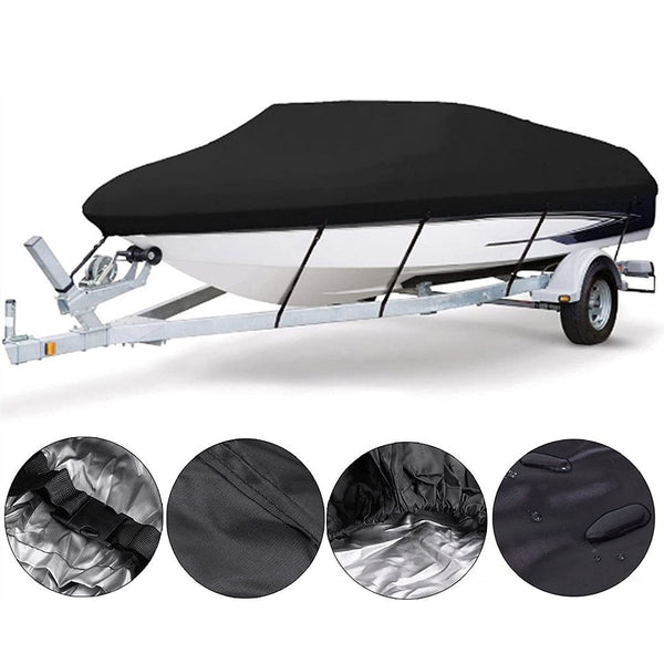 Black Heavy Duty V Hull Boat Cover 20-22FT