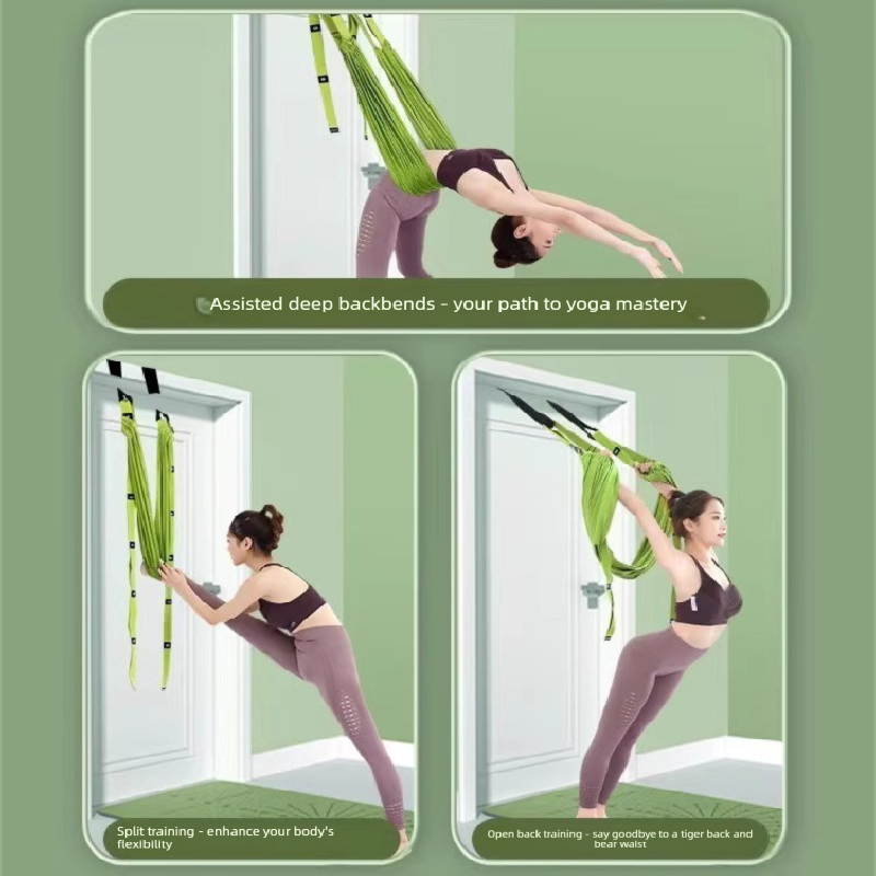Green Aerial Yoga Door Hanging Strap for Home Workouts Adjustable Stretch Band for Backbend Inversion and Flexibility Premium Standard Fit for Local Enthusiasts