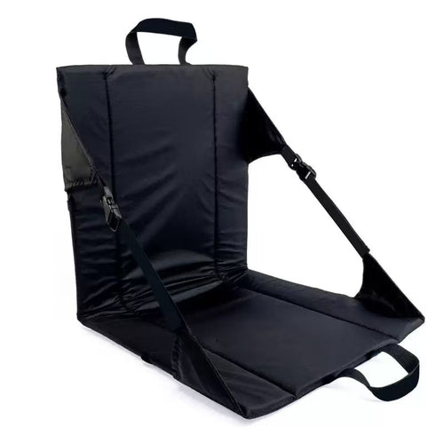 Black Folding Stadium Seat Cushion with Comfortable Back Support