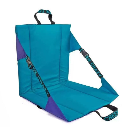 Teal Folding Stadium Seat Cushion with Back Support and Straps