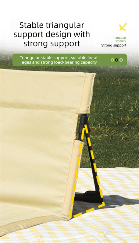 Portable Folding Beach Ground Chair with Back Support Sky Blue Striped Lightweight Padded Mat for Camping Picnics Festivals - Standard Model