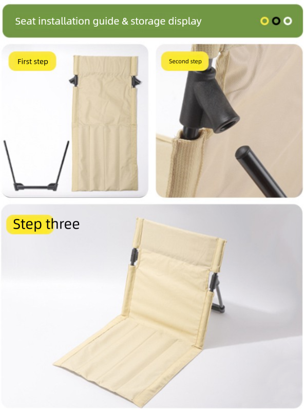Portable Outdoor Folding Ground Chair with Back Support (Extra Long Dark Green) - Lightweight Padded Beach Mat & Picnic Seat for Camping, Festivals & Parks