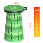 Portable Retractable Stool MAX Gen 8 Telescopic Camping Seat 50cm Tall Extra Wide Heavy Duty Green Bamboo Gradient for Fishing & Gardening