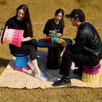 Portable Retractable Stool MAX Gen 8 Telescopic Camping Seat 50cm Tall Extra Wide Heavy Duty Green Bamboo Gradient for Fishing & Gardening