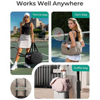 42L Black Tennis & Pickleball Expandable Tote Bag wIth Shoe-Zone & Bottle Side Pocket - Waterproof Gym Bag for Racquets & Paddles