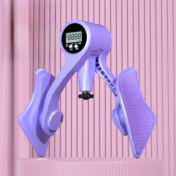 2-in-1 Purple Smart LCD Counting Kegel Trainer for Glute Lifting & Leg Toning - Adjustable Resistance & 360° Rotating Baffles for Postpartum Recovery & Pelvic Health
