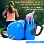 Blue Lightweight Running Waist Pack with Stable Bottle Holder - Multi-Functional Nylon Sports Fanny Pack for Marathon, Hiking, Cycling & Climbing