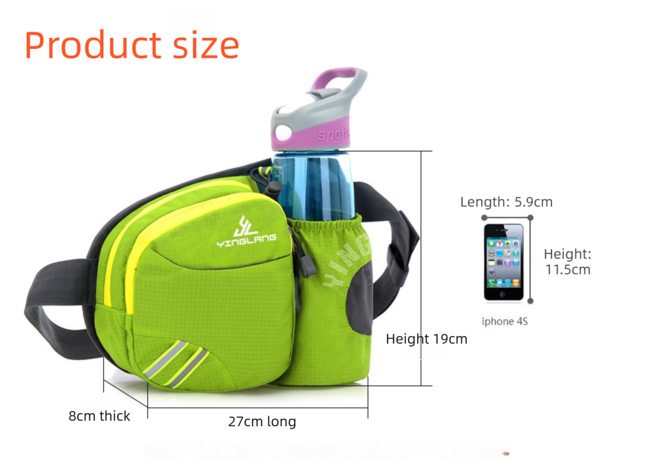 Blue Lightweight Running Waist Pack with Stable Bottle Holder - Multi-Functional Nylon Sports Fanny Pack for Marathon, Hiking, Cycling & Climbing