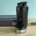 Black 500ML Premium Stainless Steel Protein Shaker Bottle - BPA-Free Metal Mixer Cup with Scale for Gym, Fitness & Meal Replacement
