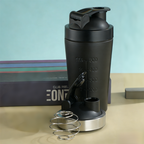Black 500ML Premium Stainless Steel Protein Shaker Bottle - BPA-Free Metal Mixer Cup with Scale for Gym, Fitness & Meal Replacement