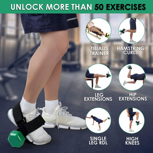 1-Pair Heavy Duty Ankle Strap Compatible With Dumbbell for Weightlifting - Adjustable Foot Attachment for Leg Curls, Extensions & Hip Abductors