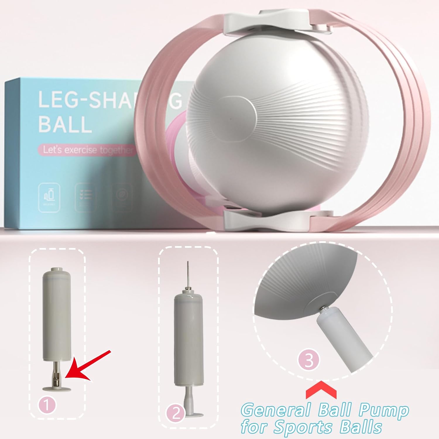 Purple 3-Level Resistance Pelvic Floor & Inner Thigh Trainer - Multi-Function Kegel Exercise Set with 25cm Yoga Ball & 3-Pair Resistance Rope
